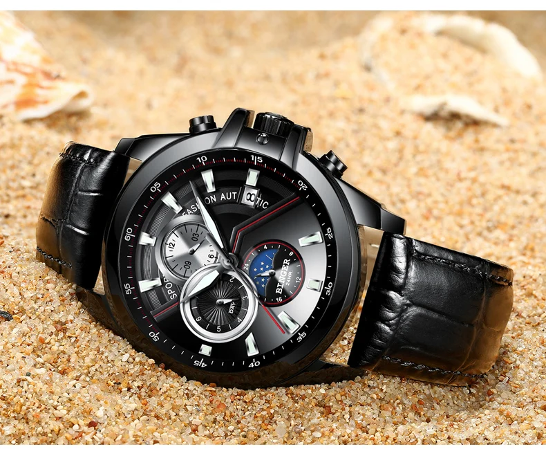 Роскошный бренд БИНГЕР часы для мужчин автоматические механические часы Мода неделя Дата часы Reloj Hombre спортивные часы для мужчин relogio