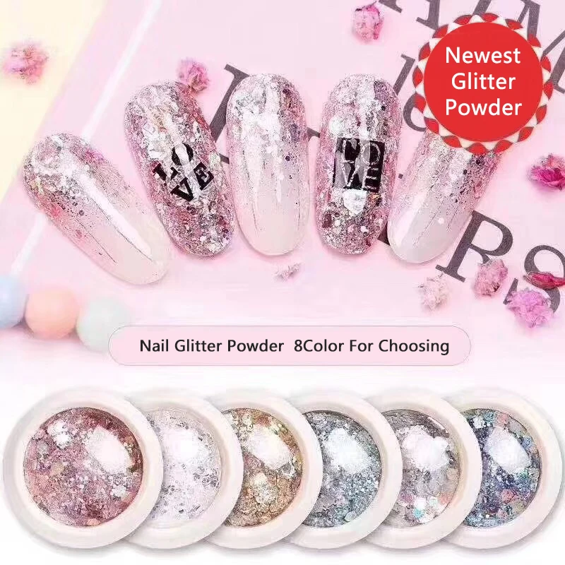 

MSHING99 Nail Glitter Laser silver Colorful Sequins Spangles Polish Manicure Nail Shinning Colorful Nail For Nail Art Decoration