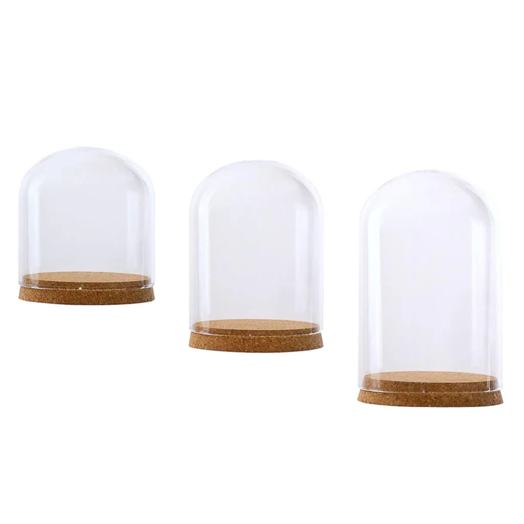 Glass Dome Cover Cloche Bell Jar Succulents Terrariums with Wood Cork Wedding Parties Decorations Miniatures Craft