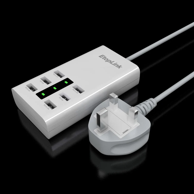 Продажа EtopLink 6 Порты USB мобильного телефона зарядное устройство разъем Универсальное зарядное устройство USB адаптер Dock Plug мощность полосы для Iphone XS ...