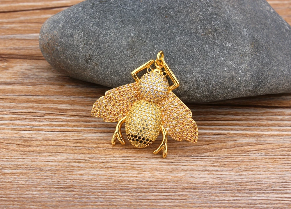 Популярные Подвеска золотого цвета цепи Цепочки и ожерелья микро проложить AAA CZ Ювелирные украшения Мёд ожерелье с кулоном «пчела» для Для женщин Для мужчин вечерние подарок