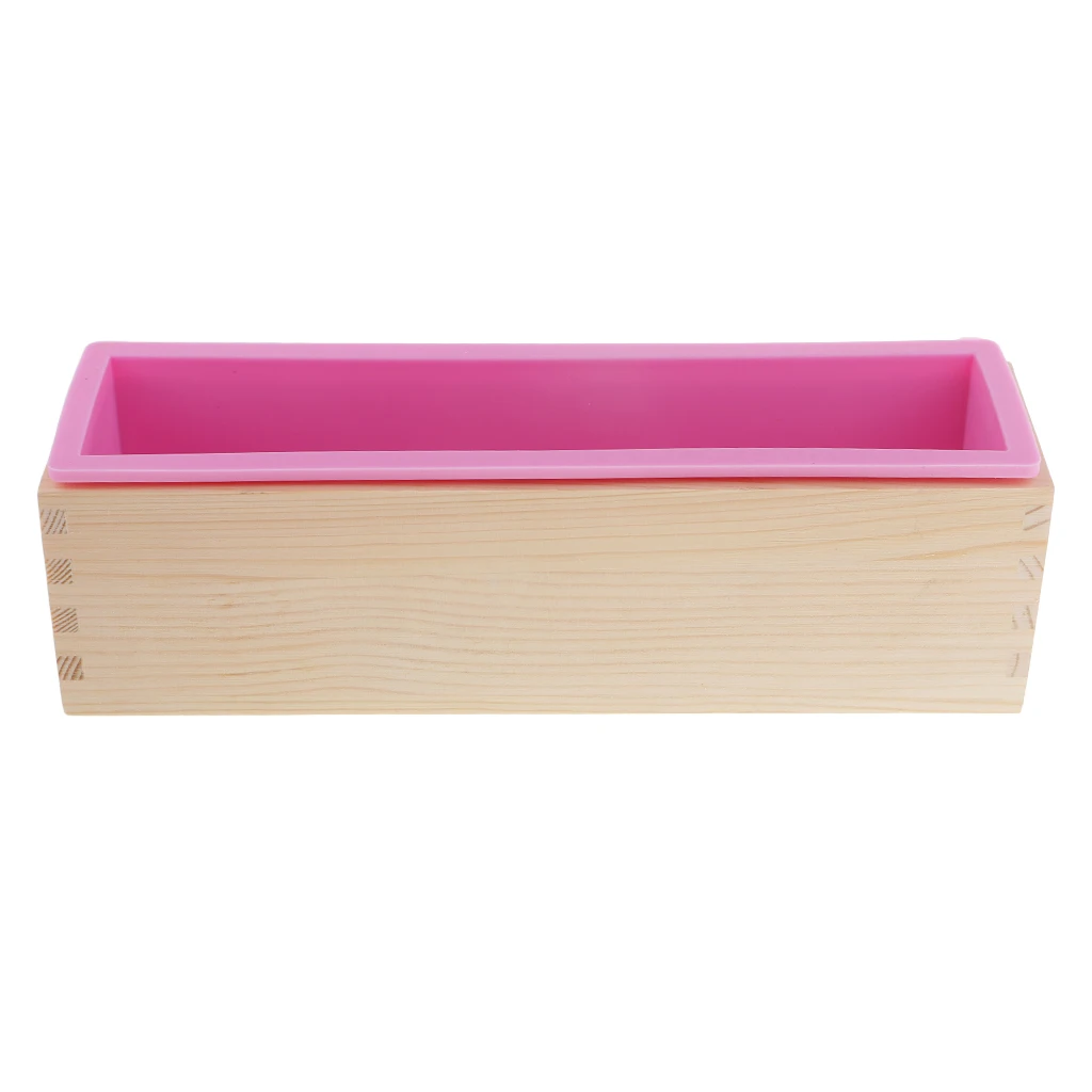 Rectangle Silicone Soap Mold with Wood Box Stainless Steel Soap Cutter Loaf Candle Molds Handmade Soap Making DIY Art Craft Tool
