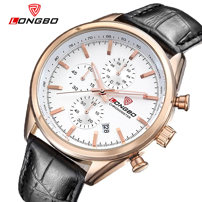 

LONGBO Luxury Men Full Steel Leather Watch Sports Quartz Watches For Men Leisure Clock Military Watch Relogio Masculino 80179