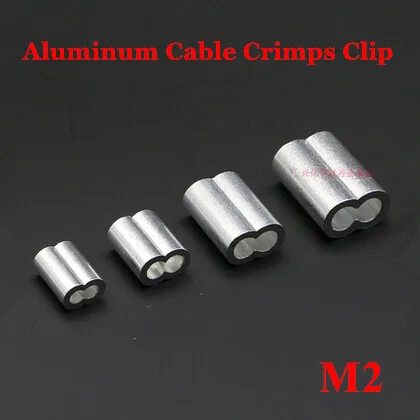 500pcs 2mm M2 Aluminum Cable Crimps Sleeve Shape 8 Double Hole Ferrule Crimping Loop Oval Wire Rope Clip Swage Fittings