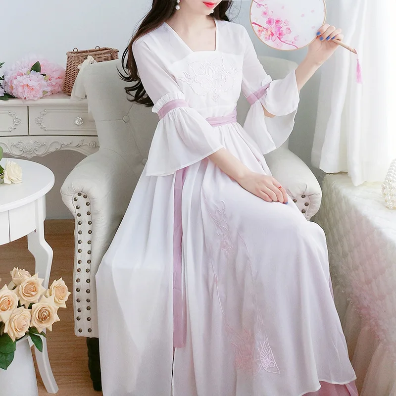 Новое модное женское платье Hanfu платья в китайском стиле платье с вышивкой