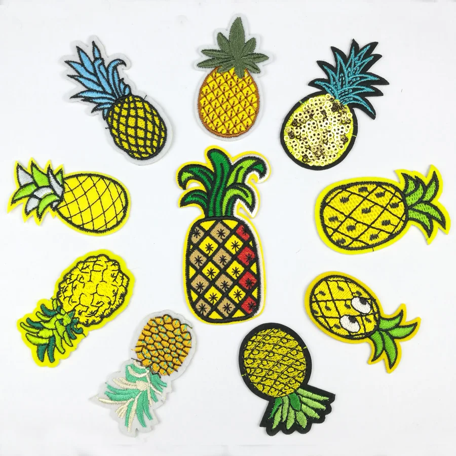 10Pcs Mix Pineapple Patches For Clothing Iron On Patch Embroidered