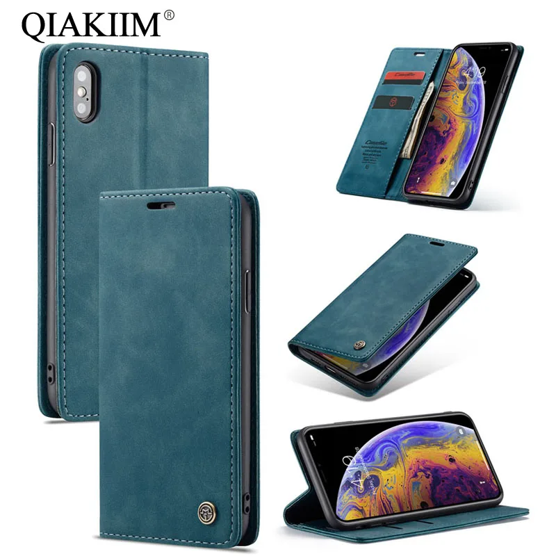 

Luxury Wallet Case For iPhone 5 5S SE 6 6S 7 8 Plus X XR XS Max Cover Retro Magnetic Leather Flip Case Business Stand Shell Capa