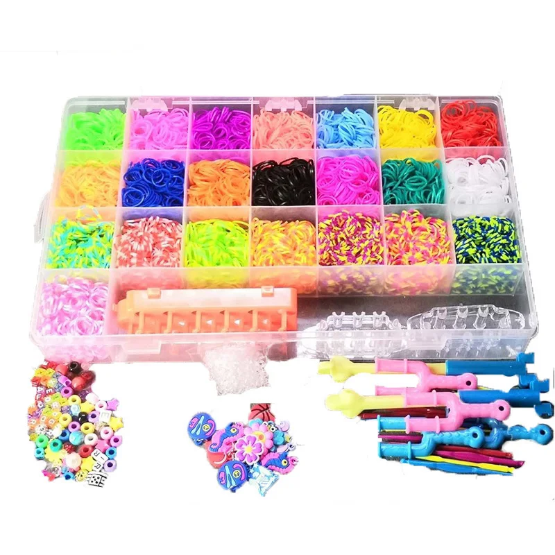 Günstig 4600 6800 stücke Webstuhl Gummibänder Set Mädchen DIY Spielzeug Erwachsene Elastische Bands mit Clips für armband Figuren Charms Kunst Handwerk
