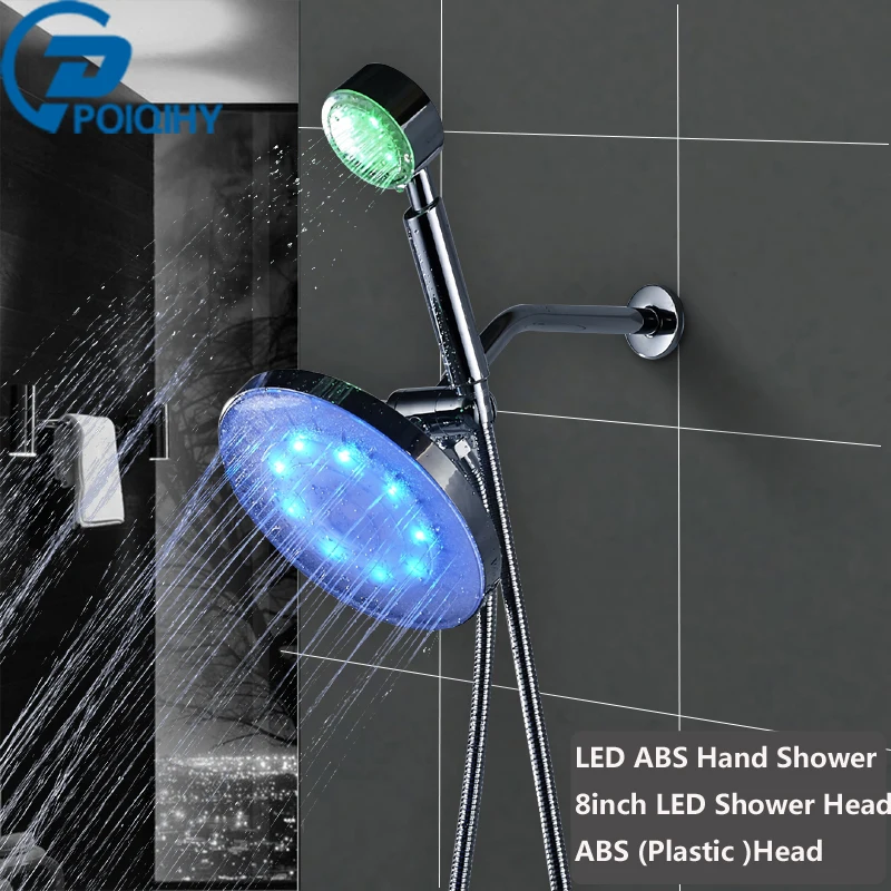 

Shower Faucet Set Chrome Luxury Water Tap LED Single Shower Head Single Handheld Faucets Combo Set Faucets