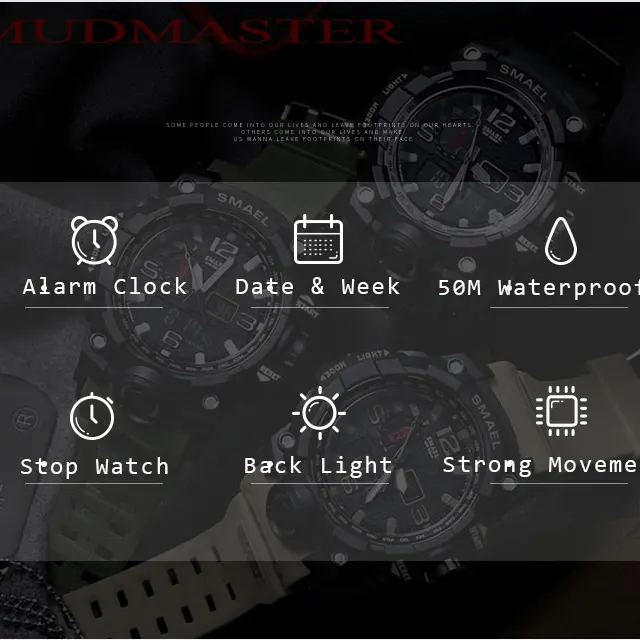 SMAEL Marka Fashion Watch mężczyźni wodoodporny Sport Military Zegarki 1545 mężczyźni luksusowy zegarek analogowy kwarcowy podwójny wyświetlacz zegarek tanie i dobre opinie Quartz Wristwatches Complete Calendar Shock Resistant Rattrapante Stop Watch LED display Auto Date Water Resistant Back Light Chronograph Multiple Time Zone Alarm Perpetual Calendar SMAEL Marka Fashion Watch mężczyźni wodoodporny Sport Military Zegarki 1545 mężczyźni luksusowy zegarek analogowy kwarcowy podwójny wyświetlacz zegarek tanie i dobre opinie Quartz Wristwatches Complete Calendar Shock Resistant Rattrapante Stop Watch LED display Auto Date Water Resistant Back Light Chronograph Multiple Time Zone Alarm Perpetual Calendar