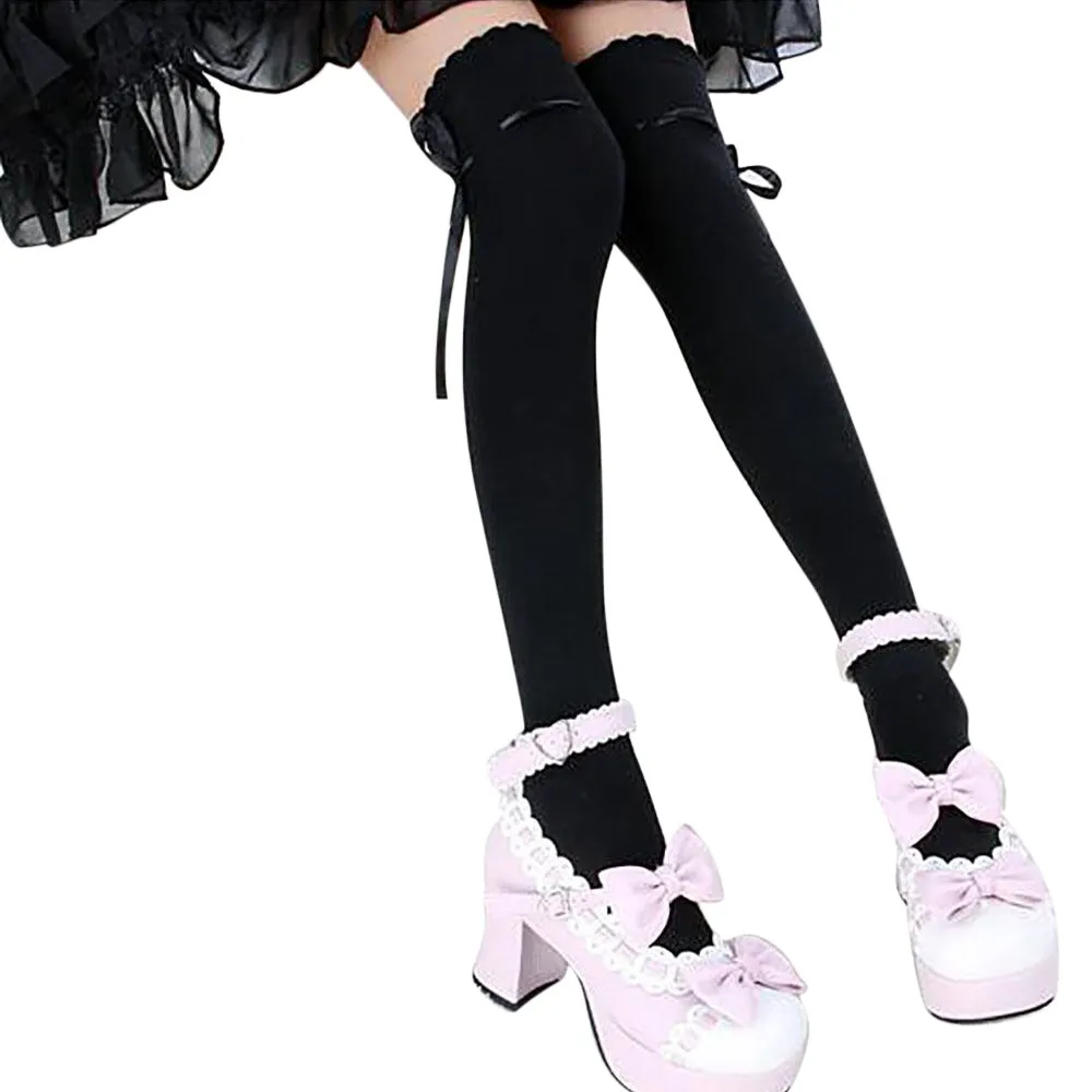 

HSU 1 Pair Fashion Thigh High Over Knee High Socks For Girls Womens Students Striped Cotton Long Stockings calcetines mujer 2019