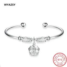 New Original 100% S925 Sterling Silver Bracelets for Women Fashion Crown Charm Pendants Bracelets Fine Jewelry Gift Braceletes