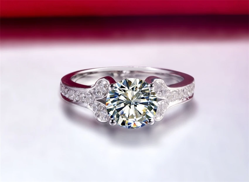 Forever Classic 2Ct G-H Moissanite обручальное кольцо из стерлингового серебра 925 для женщин белое золото цвет свадебные украшения
