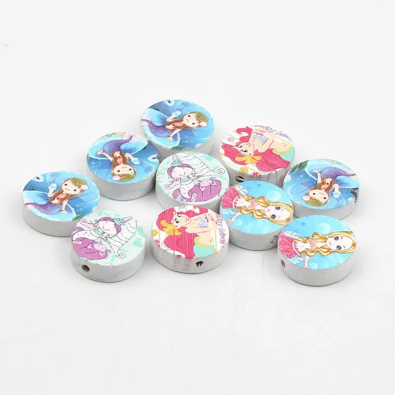 

Lovely Natural Wood Mermaid White Loose Round Wooden Beads For Jewelry Making Baby pacifier Chains 20Pcs 20mm