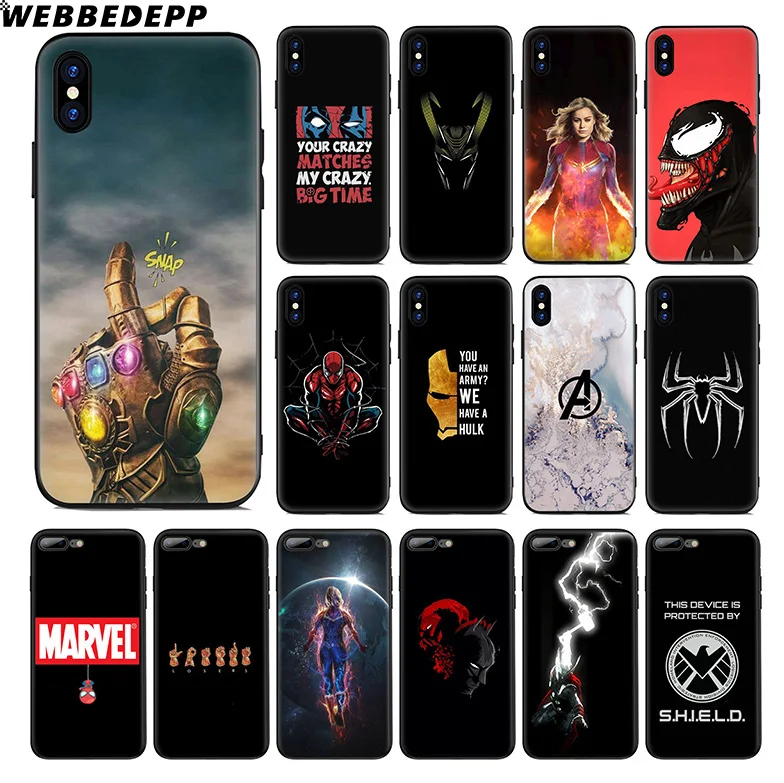 

WEBBEDEPP Marvel Thanos Heroes Soft Silicone Case for Apple iPhone 11 Pro Xr Xs Max X or 10 8 7 6 6S Plus 5 5S SE TPU