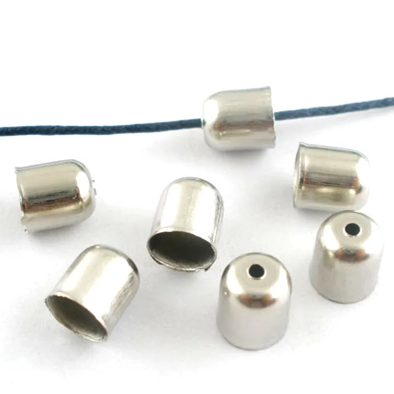 End Tip Beads Cap Blunt For Necklaces Silver Tone Alloy Jewelry Making Findings 8x7mm 50Pcs |