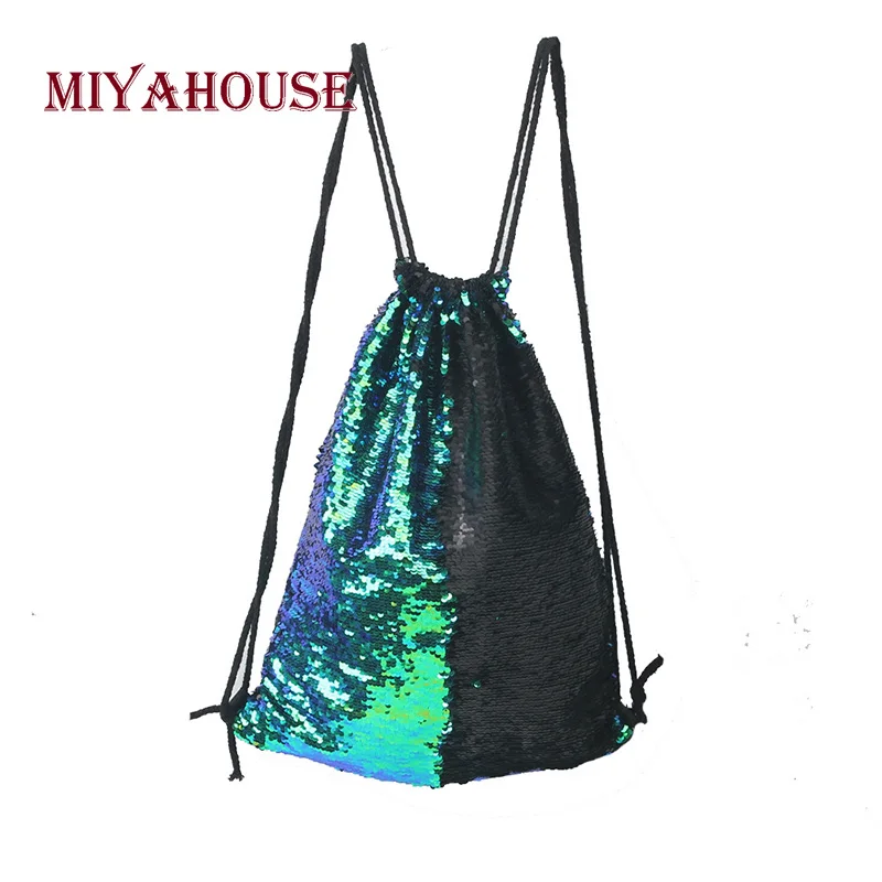 

Miyahouse New Fashion Women Sequins Bag Travel Softback Female Mochila Drawstring Bags Shining School Bookbag For Girls