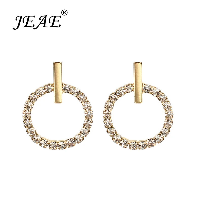 

JEAE Fashion Gold Color Circle Round Crystal Hoop Earrings for Women 2018 Steampunk Style Geometric Big Circle Brincos Jewelry
