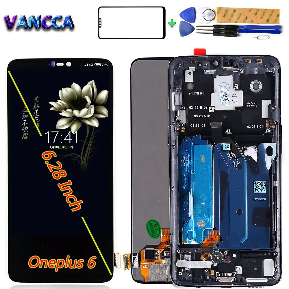 AMOLED Экран для Oneplus 6 28 дюймов 1080*2280 ЖК-дисплей Дисплей Сенсорный экран планшета