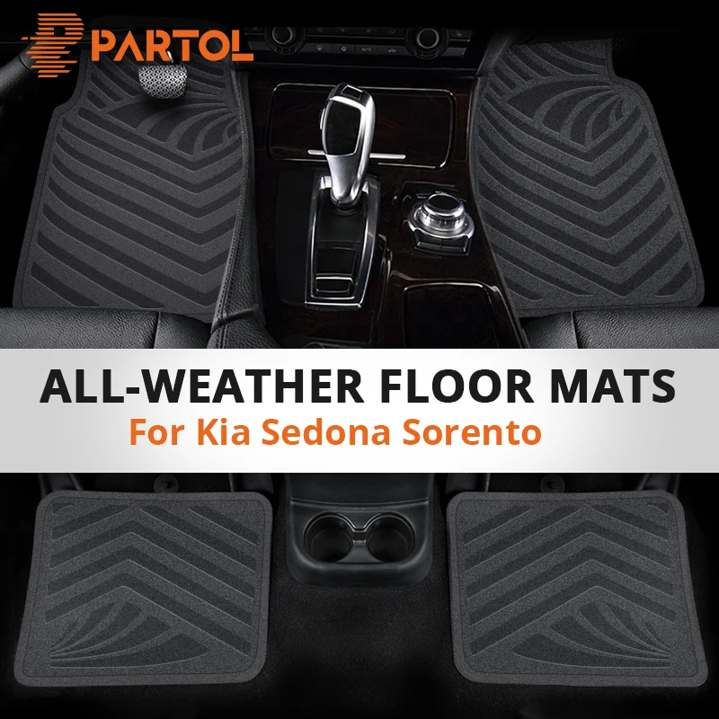 

Partol 4pcs Universal Car Waterproof Flexible Durable Trimmable Floor Mats PVC Car Carpet Auto Floor Mats for Kia Sedona Sorento