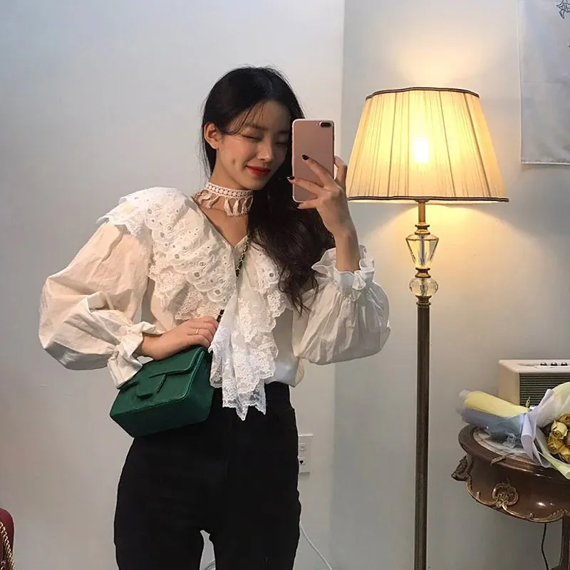 WHITNEY WANG 2019 Весенняя модная уличная кружевная многослойная блуза на бретелях с