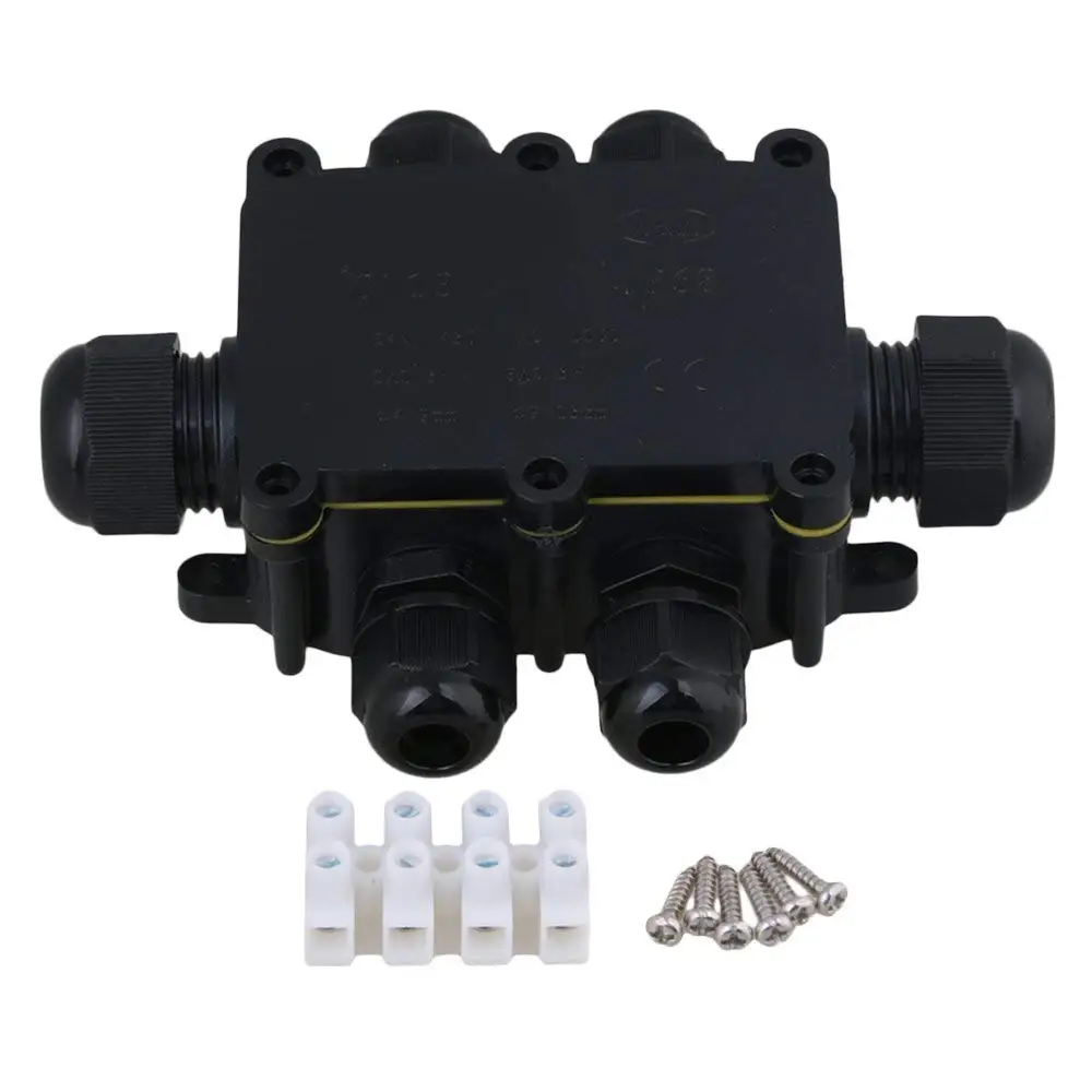 

IP68 6 Ways Outdoor Cable Wire Connectors Junction Box Black Terminal Waterproof Sun proof