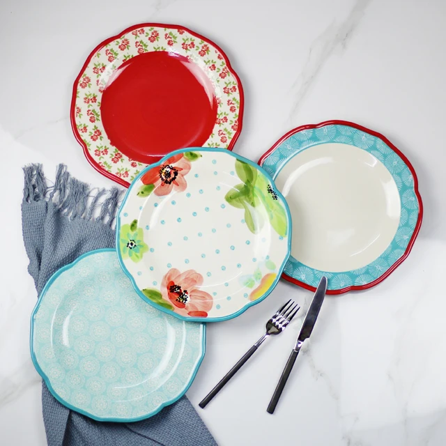 High Quality 10 6 Inch Big Antiques Colorful Ceramic Flat Plate Porcelain Dish Round Shape Restaurant Dinner High Quality 10 6 Inch Big Antiques Colorful Ceramic Flat Plate Porcelain Dish Round Shape Restaurant Dinner