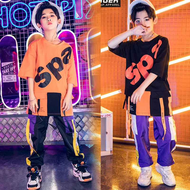 

Girls Boys Loose Ballroom Jazz Hip Hop Dance Competition Costume Hoodie Sweatshirt Tops Pants Kid Stage Dancing Clothing DN2099