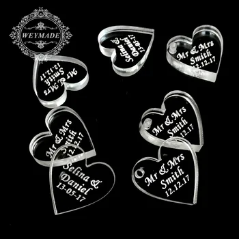 

50 Pieces Personalized Engraved Baby Baptism Hangs Love Heart Decor Wedding Table Decoration Favors Tag Customized Wine Charm