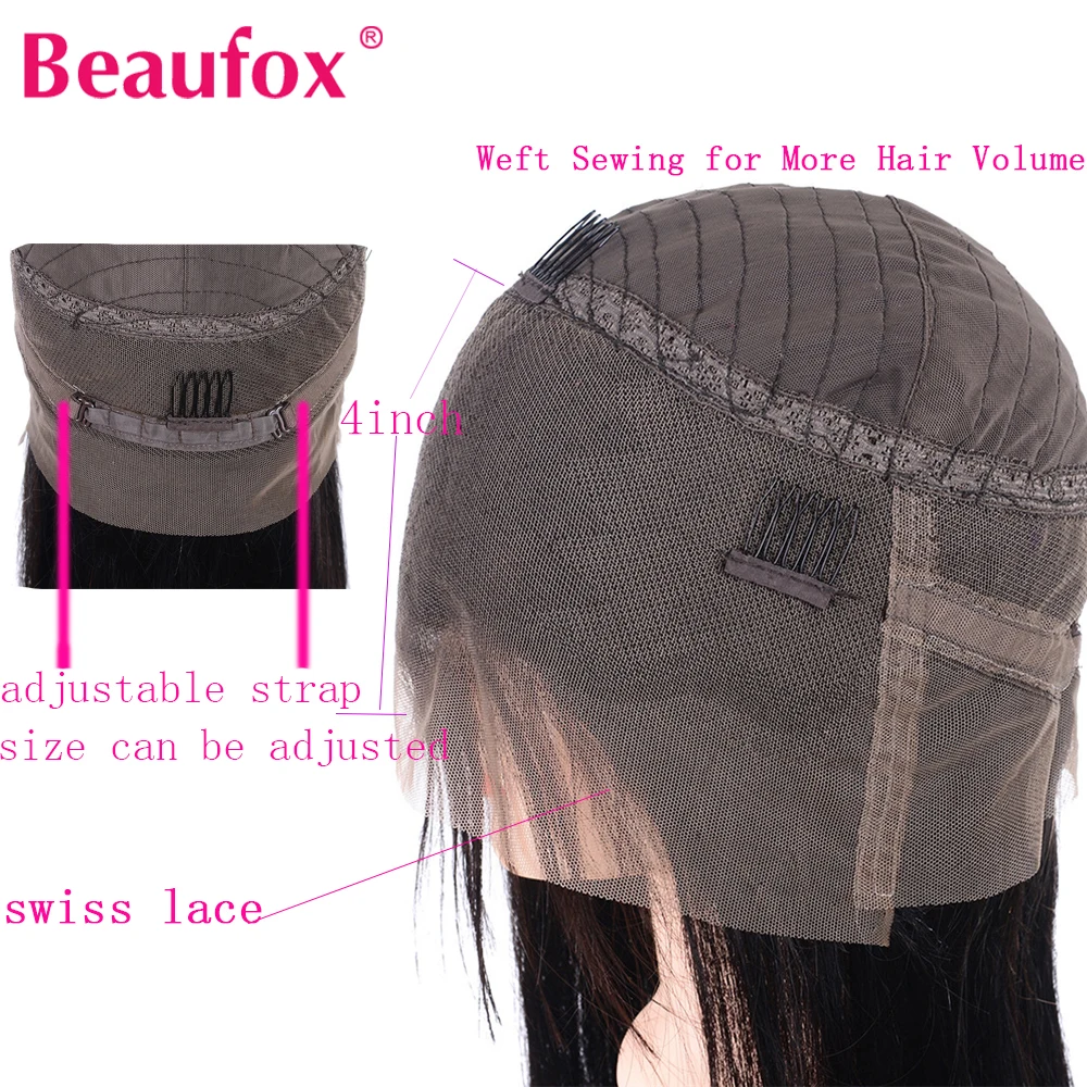 Beaufox 360 парик с фронтальным кружевом индийские прямые парики человеческие волосы