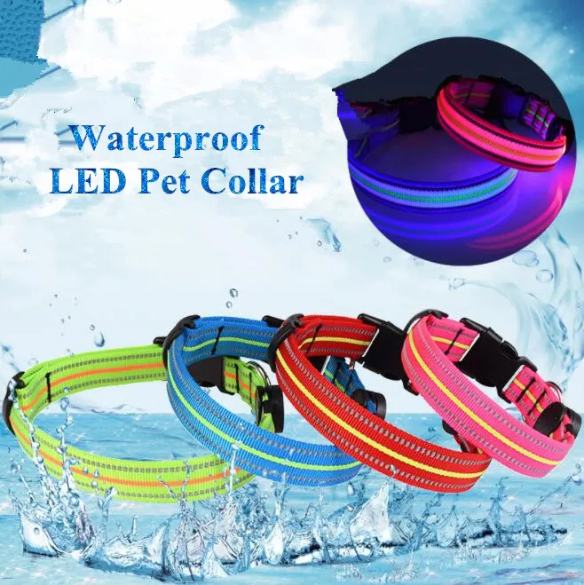 Waterproof dog collar LED light pet Collar Night Safety Glow Flashing