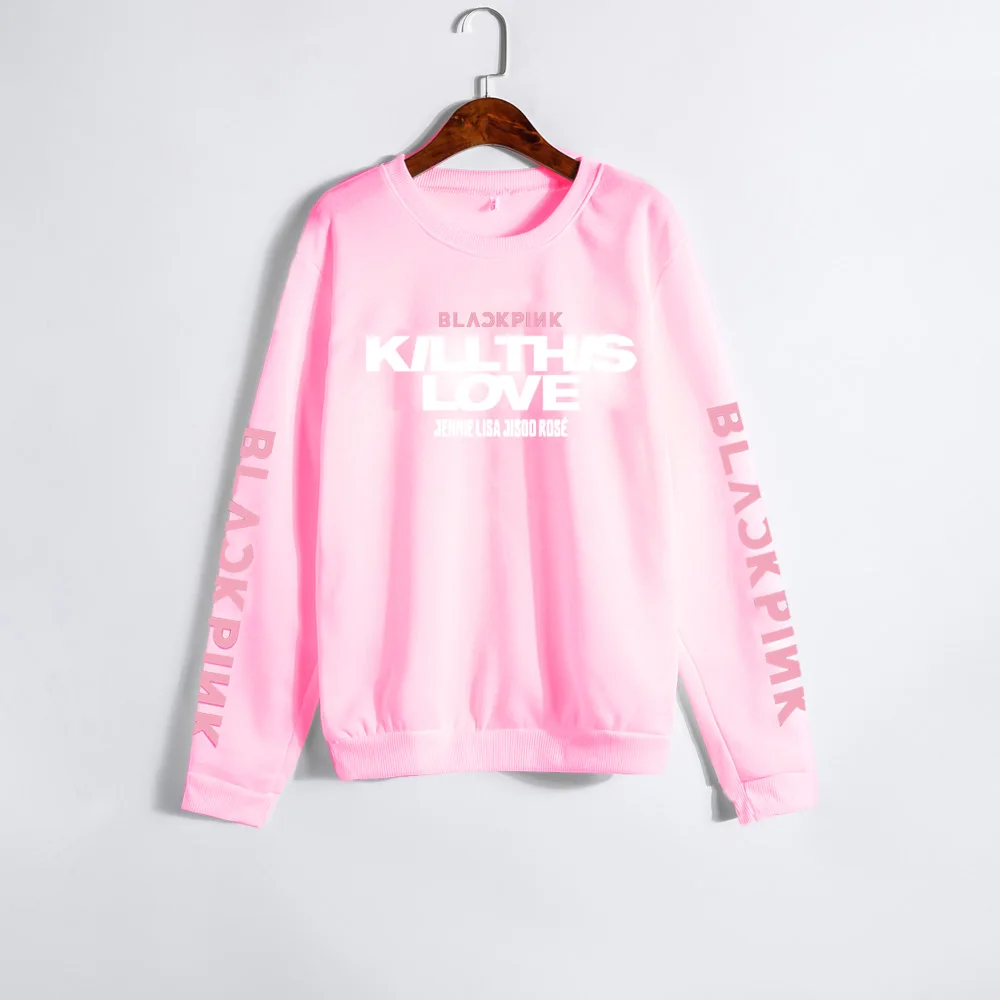 

HBEN Autumn Unisex Lovers Clothes Korean BLACKPINK KILL THIS LOVE Album Letters Sweatshirt B Man Woman Pullover Sudadera Mujer