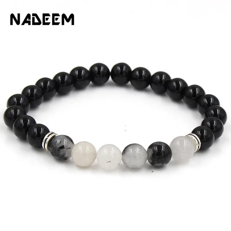 

Black Onyx Stone Beaded Bracelets For Women 2019 Friendship Jewelry Charm Handmade Natural Stone Yogi Bangle Bracelet Adjustable