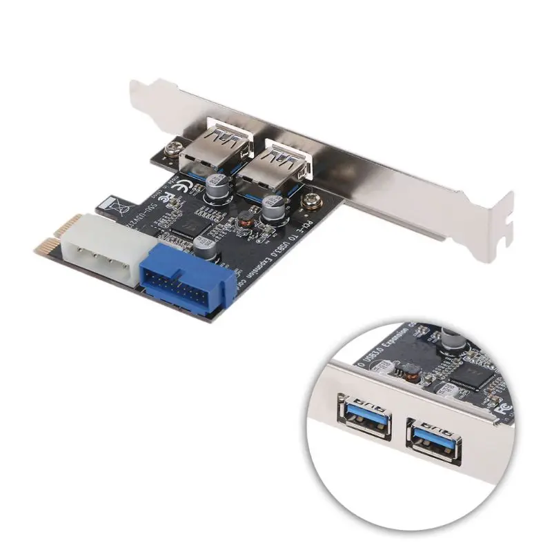 2 портами плата PCI Express USB 3,0 спереди Панель с Управление карта адаптер 4-контактный & 20-контактный Фирменная Новинка