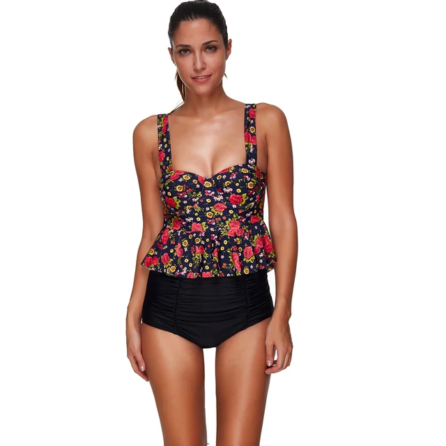 2018 neue sport stil frauen tankinis split 2 stück badeanzug split 2