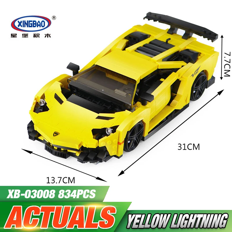 

XingBao 03008 924Pcs legoing MOC Technic Series The Yellow Flash Racing Car Set Children Playmobil Building Block Bricks Toy