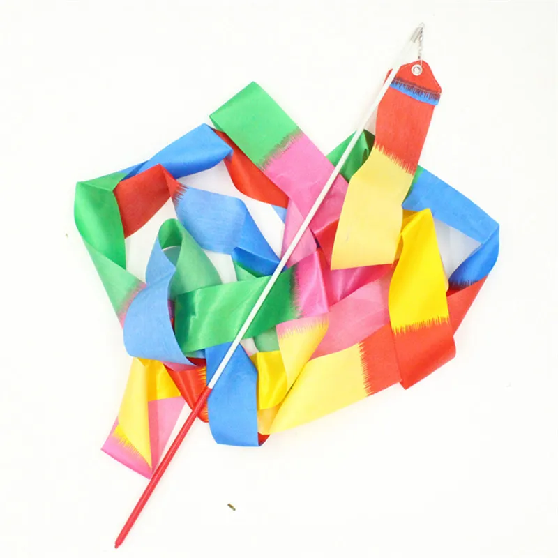 

2M Colorful Gym Ribbons Dance Ribbon Rhythmic Art Gymnastic Ballet Streamer Twirling Rod Stick For Gym Training Professional T