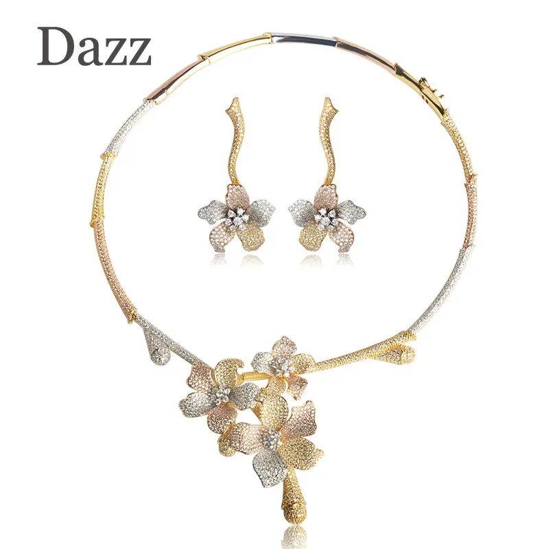 Женский комплект из колье и серёг Dazz роскошные медные свадебные комплекты
