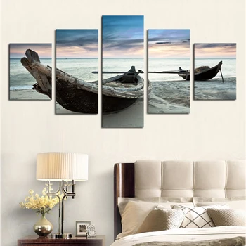 

5 Pieces Ocean Ship Seascape Modern Home Wall Decor Canvas Picture Art Print Wall Painting Decor Unframed