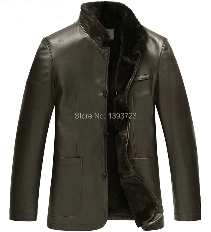 New 2015 one piece fur coat men's fur lined genuine