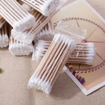 

2*bags Makeup Disposable Double Tip Swab Cotton Buds Applicator Wooden Swabs