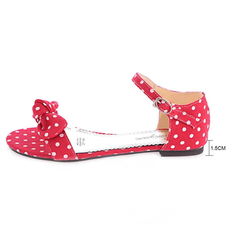 Fanyuan/женские босоножки; повседневная обувь на плоской подошве; женские сандалии с милым бантом; женская летняя обувь; женские летние босоножки в горошек