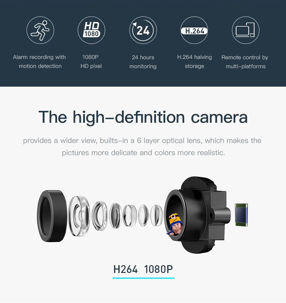 1080P Мини Wifi камера беспроводная Встроенная батарея Обнаружение движения ночное видение камера безопасности Full HD петля домашняя Видео IP камера