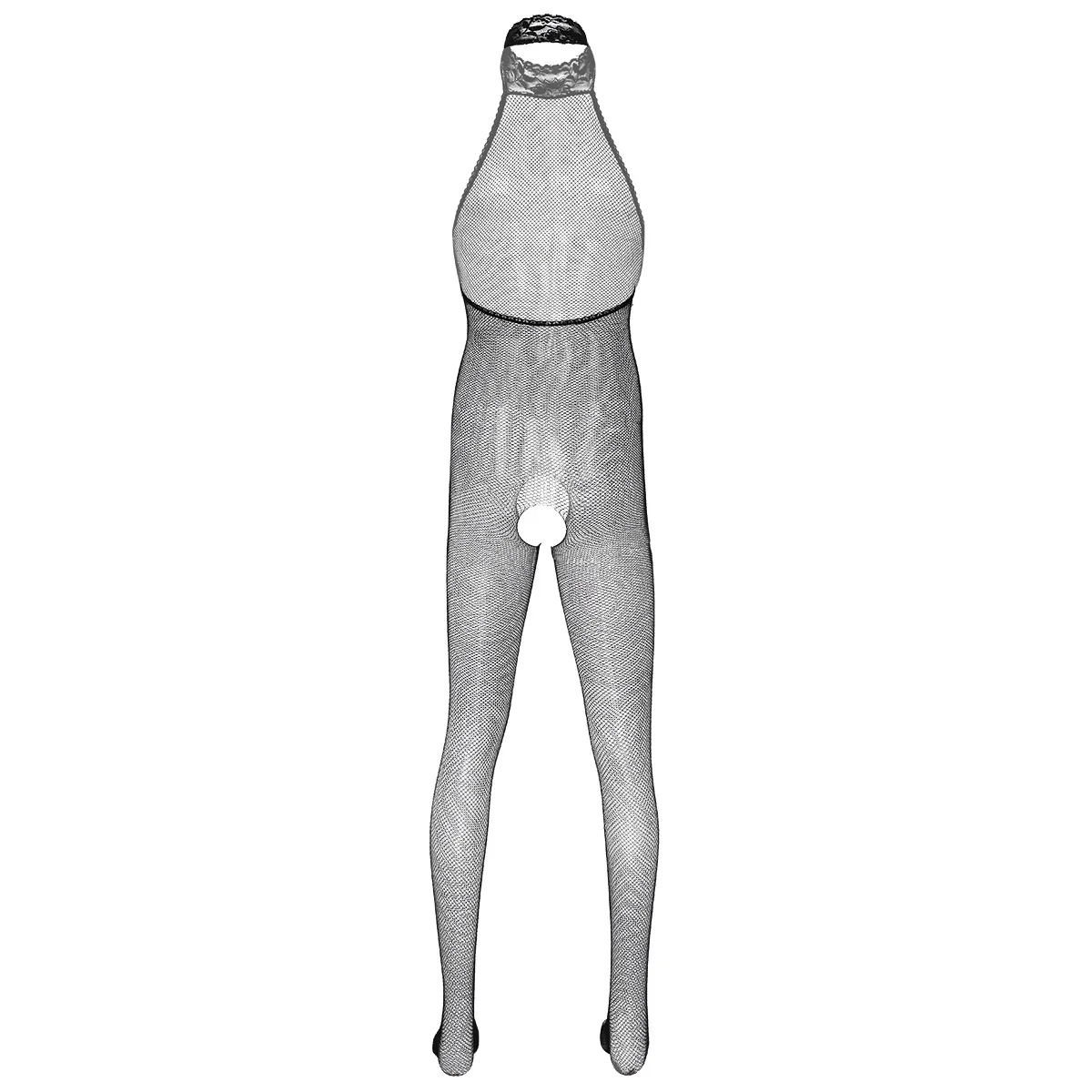 Сексуальное нижнее белье для мужчин черный чулок тела открытая промежность