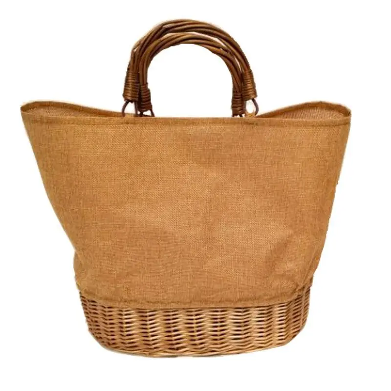 

Holiday Shopping Retro Vintage Women Straw Bag Straw Canvas Patchwork Portable Canvas Hand Bag Tote