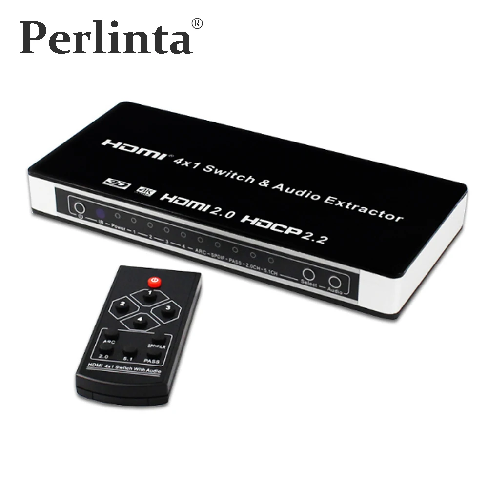 Perlinta HDMI 4 x1 Switch With Optical Toslink SPDIF & RCA L/R Audio Extractor Splitter with Remote Control 2.0 Converter | Электроника