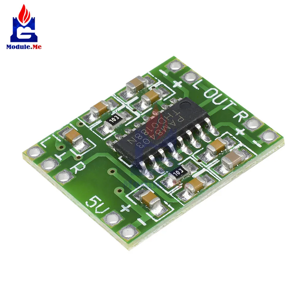 

diymore PAM8403 2 Channels 2x3W Mini Digital Audio Amplifier Power Module Class D Audio Amplifier Board DC 2.5 -5V