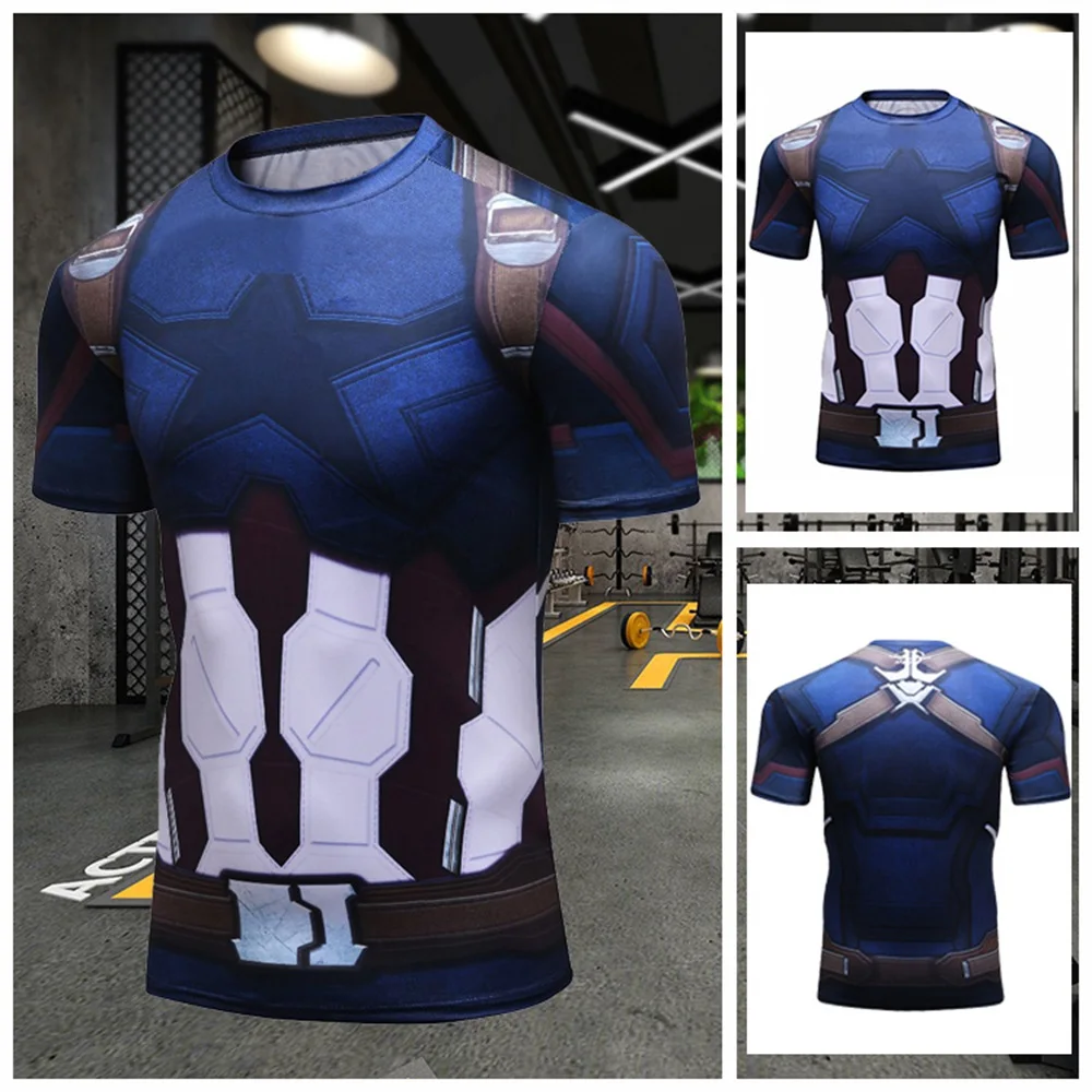 Капитан Америка Мужская 3D футболка футболки для бега аниме танос Футболка мужская тренировка фитнес компрессионная одежда для бега футболки