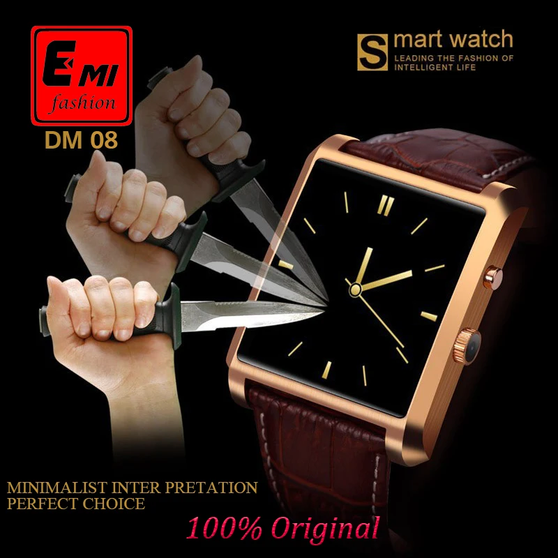 EMI 2015 DM08 Bluetooth Смарт Часы Мужская Кожаная IPS Smartwatch Наручные Часы для ios Android Телефон PK M26 U8 DZ09 GV18 GV08 Часы