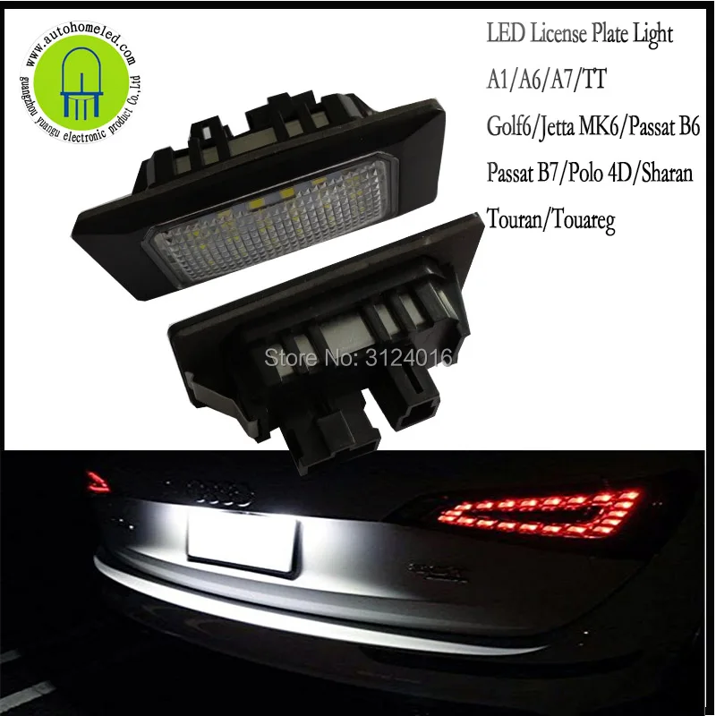 

2 шт. х Светодиодная подсветка номерного знака для Audi A1 A6 A7 TT Golf6 Jetta MK6 Passat B6 B7 Polo 4D Touran Touareg